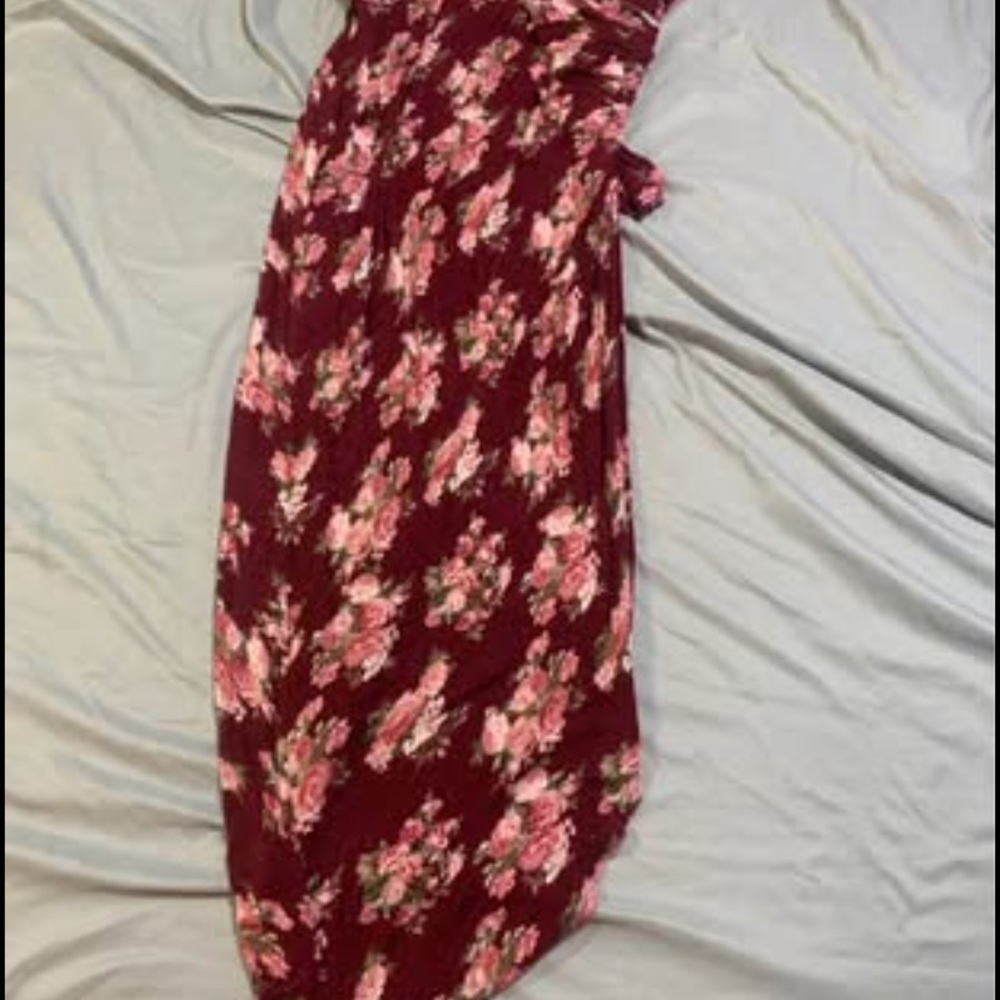 Floral Maxi Dress in Burgundy and Pink